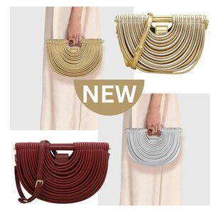 Cult G Runway Inspired Faux Leather Unique Half Moon Handbag Crossbody Bag NEW